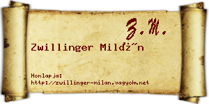 Zwillinger Milán névjegykártya